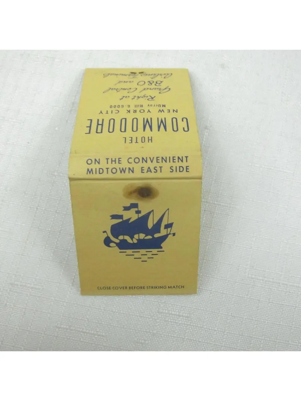2 Vintage Matchbooks FULL Hotel St. Moritz Cafe De La Paix & The Commodore Hotel